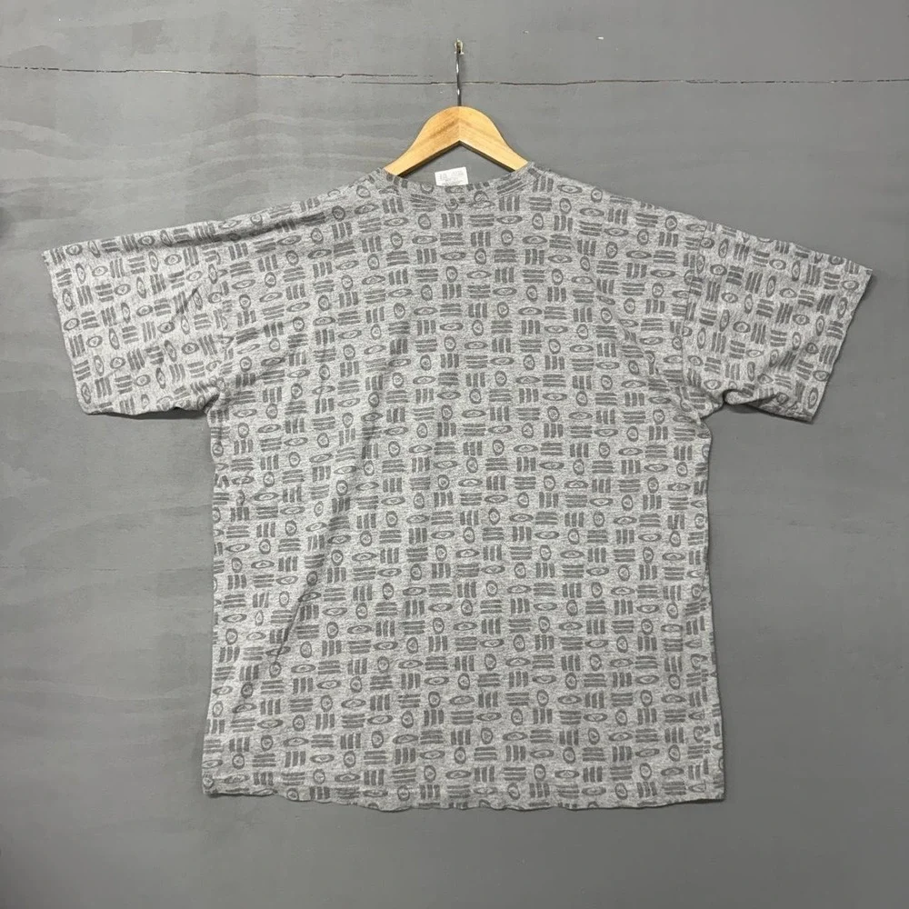 Vintage Adidas Y2K AOP Grey Men's Tee Shirt XL